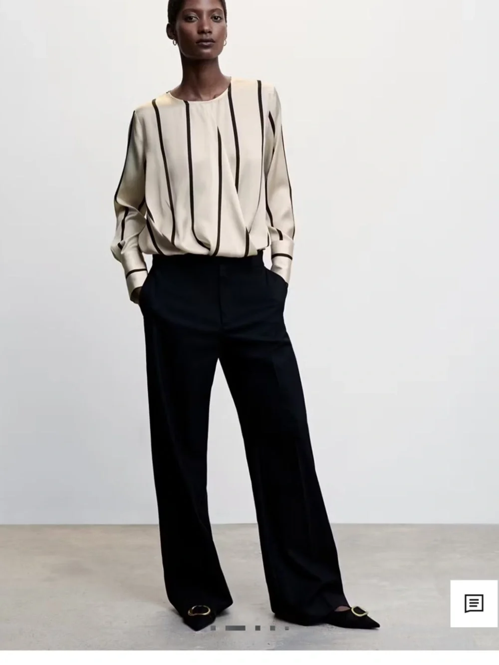 Mango’s Striped Satin Blouse Top - Picture 2 of 4